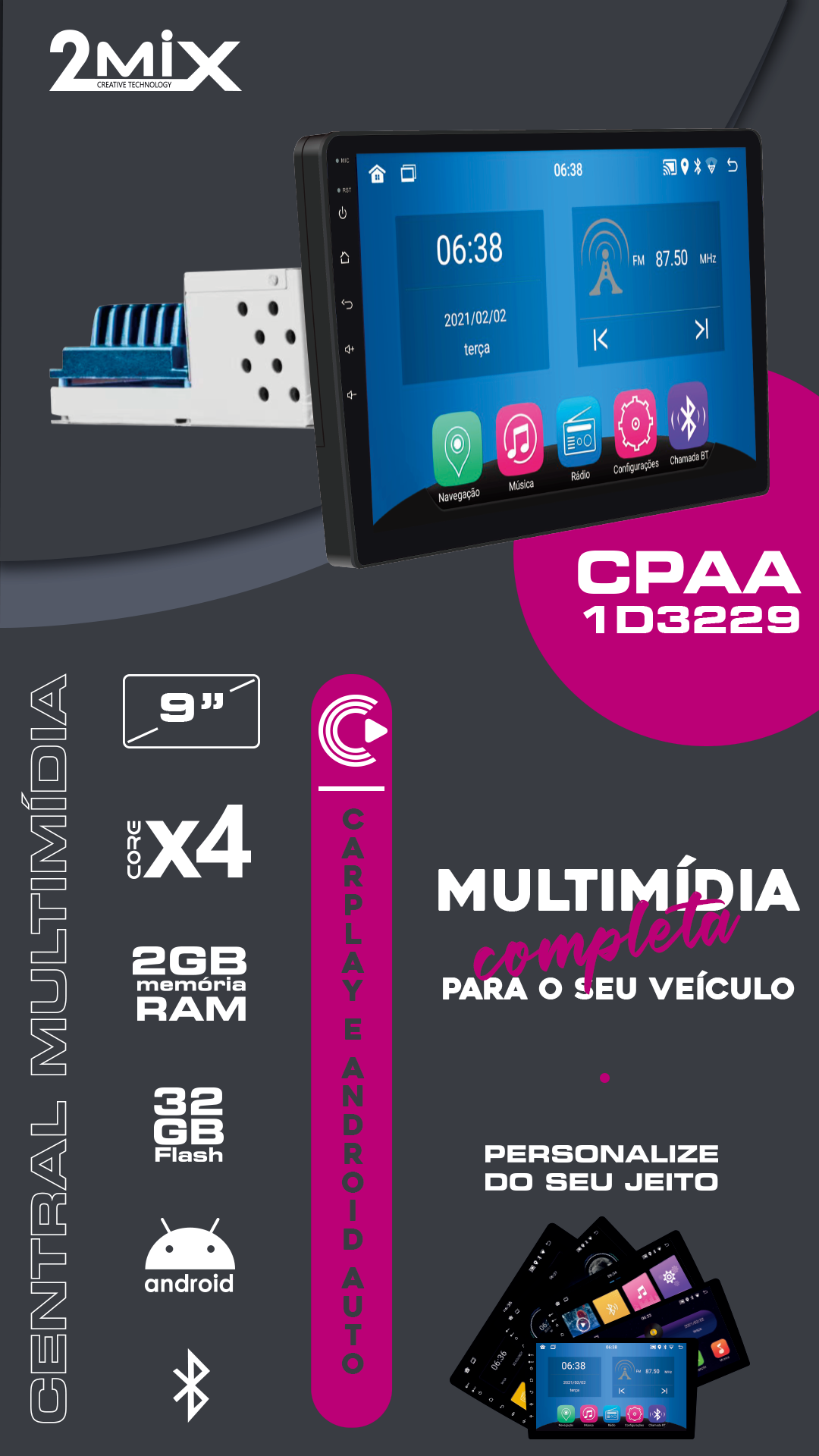 CENTRAL MULTIMIDIA 2MIX ANDROID 9